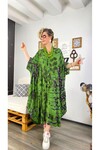 Batik Rahat Kesim Yarasa Kol Elbise Yeşil