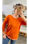 Ksm Sim Detay Viskon Triko Bluz Orange