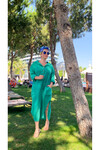 Ptk Yarım Pat Cepli Elbise Neon Yeşil