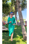 Ptk Yarım Pat Cepli Elbise Neon Yeşil