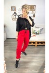 Sihirli İtalyan Stil Likralı Pantolon Kırmızı