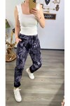 Sihirli İtalyan Stil Likralı Pantolon Yaprak Desenli