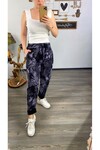Sihirli İtalyan Stil Likralı Pantolon Yaprak Desenli