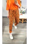 Sihirli İtalyan Stil Likralı Pantolon Orange Desenli