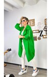 Yeşil Kimono Ağaç Baskılı Ceket
