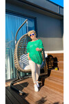 Ape Yıldız Delikli Triko Bluz Yeşil