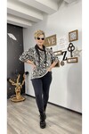Bgt İtalyan Stil Fularlı Bluz Zebra Desen