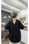 Tasarım İtalyan Stil Sırt Halka Detay Gömlek Siyah