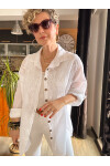 Donna Nakış Detaylı Tasarım Pamuk Gömlek Beyaz