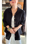 Donna Nakış Detaylı Tasarım Pamuk Gömlek Siyah