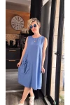 Lina İndigo Mavi Tasarım Elbise