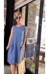 Lina İndigo Mavi Tasarım Elbise