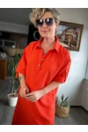 Meri Gömlek Yaka  Ayrobin Elbise Orange