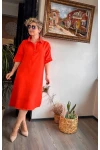 Meri Gömlek Yaka  Ayrobin Elbise Orange