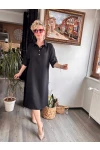 Meri Gömlek Yaka  Ayrobin Elbise Siyah