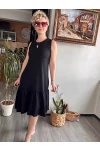 Perla Sıfır Kol Bürümcük Elbise Siyah