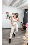 Shr Sihirli İtalyan Stil Likralı Pantolon Kırık Beyaz