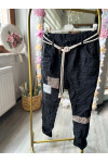 Cappo İtalyan Tokalı İp Detaylı Pul Şeritli Pantolon Siyah